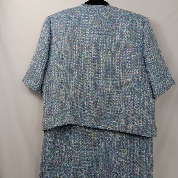 DRAPER'S & DAMON'S Women's Light Blue Tweed Dress Jacket Size 14 - Picture 8 of 10